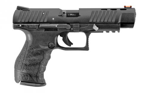 Walther PPQ M2, Striker Fired, Semi-automatic, Polymer Frame Pistol, Full Size, 22LR, 5" Threaded Barrel, Black, Fiber Optic Front Sight, 12 Rounds, 2 Magazines 5100302