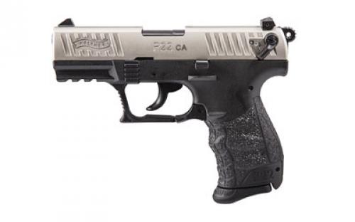 Walther P22-CA, Double Action/Single Action, Semi-automatic, Polymer Frame Pistol, Compact, 22LR, 3.4 Barrel, Nickel, Adjustable Sights, 10 Rounds, 2 Magazines 5120336