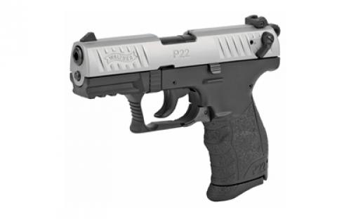 Walther P22Q, Double Action/Single Action, Semi-automatic, Polymer Frame Pistol, Compact, 22LR, 3.42" Barrel, Nickel Slide, 3 Dot Polymer Sights, 10 Rounds, 2 Magazines 5120725