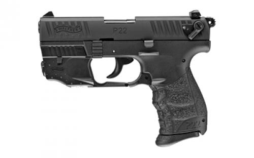 Walther P22Q, Double Action/Single Action, Semi-automatic, Polymer Frame Pistol, Compact, 22LR, 3.42 Barrel, Black, 3 Dot Polymer Sights, 10 Rounds, 2 Magazines, Laser Included 5120729