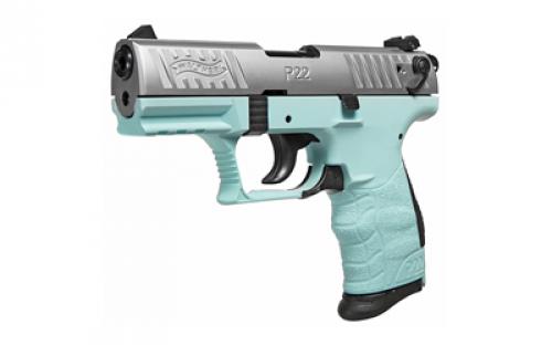 Walther P22Q, Double Action/Single Action, Semi-automatic, Polymer Frame Pistol, Compact, 22LR, 3.42" Barrel, Angel Blue, 3 Dot Adjustable Sights, 10 Rounds, 2 Magazines 5120760