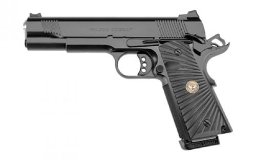 Wilson Combat CQB, 1911, Semi-automatic, Metal Frame Pistol, Full Size, 9MM, 5 Barrel, Steel Frame, Armor Tuff Finish, Black, G10 Starburst Grips, Fiber Optic Front Sight and Rear Battlesight, Ambidextrous Thumb Safety, 10 Rounds, (2) 500-9 10-Round Magazines CQB-FS-9A