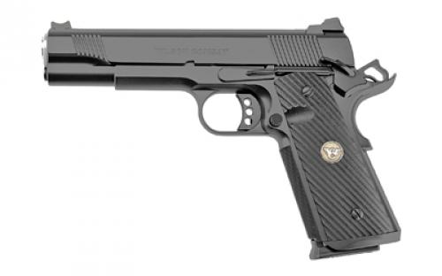 Wilson Combat CQB Elite, 1911, Semi-automatic, Metal Frame Pistol, Full Size, 45 ACP, 5 Barrel, Steel Frame, Armor Tuff Finish, Black, G10 Diagonal Flat Bottom Grips, Fiber Optic Front Sight and Rear Battlesight, Ambidextrous Thumb Safety, (2) 8-Round Magazines CQBE-FS-45A