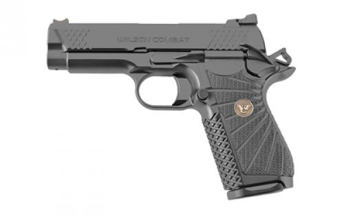 Wilson Combat EDCX9, Single Action Only, Semi-automatic, Compact, 9MM, 4 Barrel, Black DLC Finish, Green Fiber Optic Sights, Manual Safety, 15 Rounds, Non-Lightrail, 2 Magazines EDCX-CP-9