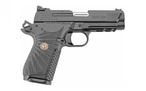 Wilson Combat EDCX9, Single Action Only, Semi-automatic, Compact, 9MM, 4" Barrel, Black DLC Finish, Green Fiber Optic Sights, Manual Safety, 15 Rounds, Lightrail EDCX-CPR-9