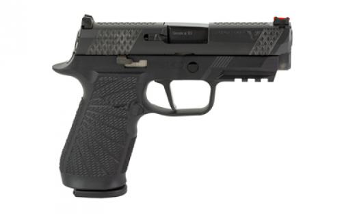 Wilson Combat Wilson Combat P320 Carry, Semi-automatic, Striker Fired, Carry, Polymer Frame Pistol, 9MM, 3.9" Barrel, DLC Finish, Black, Straight Trigger, Fiber Optic Front Sight, 17 Rounds, 2 Magazines SIG-WCP320C-9BATS