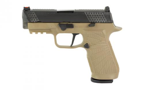 Wilson Combat WCP320, Semi-automatic, Striker Fired, Carry, 9MM, 3.9", Black, Tan, 17Rd, 2 Magazines, Straight trigger, Fiber Optic Front Sight, Poly, DLC SIG-WCP320C-9TATS