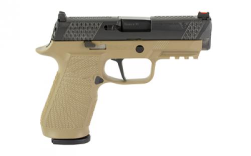 Wilson Combat WCP320, Semi-automatic, Striker Fired, Carry, 9MM, 3.9", Black, Tan, 17Rd, 2 Magazines, Straight trigger, Fiber Optic Front Sight, Poly, DLC SIG-WCP320C-9TATS