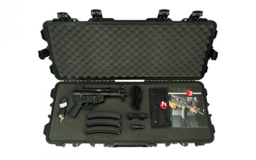 Zenith Firearms ZF-5P Premium Package, Semi-automatic, 9MM, 5.8 CHF Threaded/Trilug Barrel, 1/2X28, Matte Finish, Black, Polymer Grip, Ambidextrous Safety, Adjustable Sights, 3 Magazines, 30 Rounds, Custom 2-Point Sling, Picatinny Optics Rail, High Quality Carrying Case, Manual, BLEM (Damaged Case) ZF5P000009BK