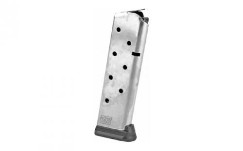 Ed Brown Magazine, 45ACP, 8 Rounds, Fits 1911, Includes Base Pad, Stainless, Silver 848