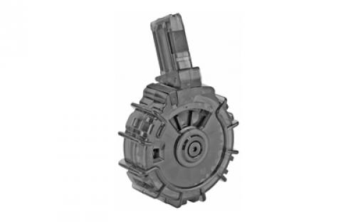 ProMag Drum Magazine, 22 LR, 30 Rounds, Fits Rem 597, Polymer, Translucent Smoke REM-A2