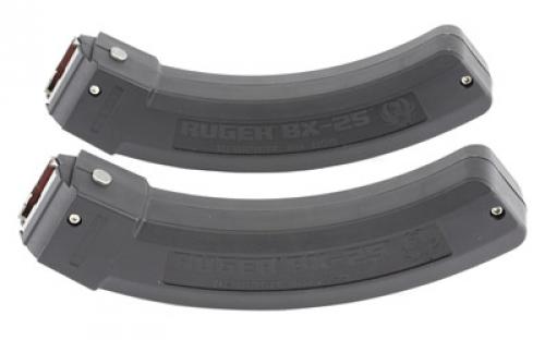 Ruger Magazine, BX-25, 22LR, 25 Rounds, Fits 10/22 Rifles, 2-Pack, Black Polymer 90548