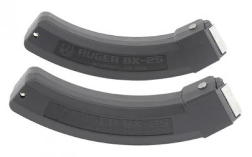 Ruger Magazine, BX-25, 22LR, 25 Rounds, Fits 10/22 Rifles, 2-Pack, Black Polymer 90548