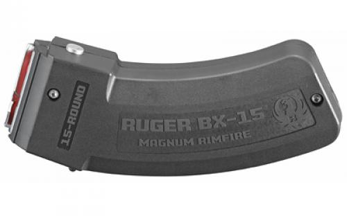 Ruger Magazine, BX-15, 17 HMR, 22 WMR, 15 Rounds, Fits M77/17, 77/22, American Rimfire and Precision Rimfire, Polymer, Black 90585