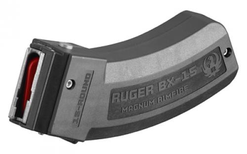Ruger Magazine, BX-15, 17 HMR, 22 WMR, 15 Rounds, Fits M77/17, 77/22, American Rimfire and Precision Rimfire, Polymer, Black 90585