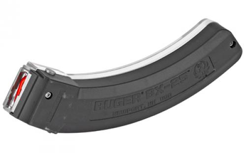 Ruger Magazine, BX-25, 22LR, 25 Rounds, Fits 10/22 Rifles, Translucent Clear Polymer 90591