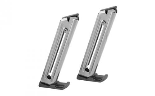 Ruger Magazine, 22LR, 10 Rounds, Fits Ruger MK IV 22/45, 2 Pack, E-nickel Finish 90646