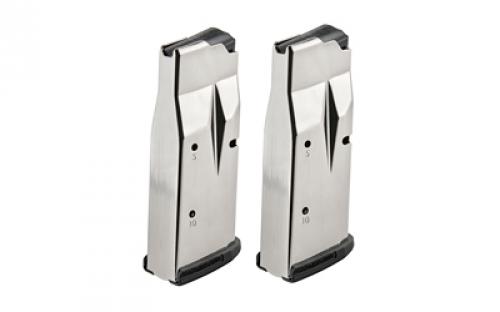 Ruger Magazine, 9MM, 10 Rounds, Fits Ruger MAX-9, 2 Pack Steel, Silver 90714