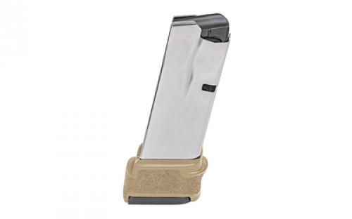 Springfield Magazine, 9MM, 15 Rounds, Fits Hellcat, with  Flat Dark Earth Base, Stainless, Silver HC5915F