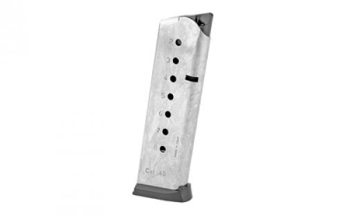 Springfield Magazine, 45ACP, 8 Rounds, Fits Full Size 1911, Stainless Steel, With Slam Pad, Stainless PI6074