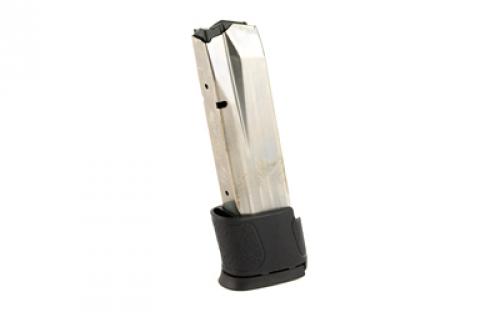 Smith & Wesson Magazine, 45ACP, 14 Rounds, Fits M&P, with BlackGrip Extension, Stainless, Silver 194760000