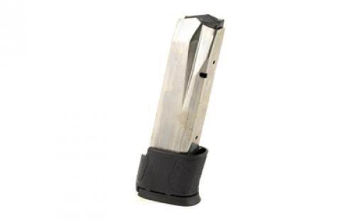 Smith & Wesson Magazine, 45ACP, 14 Rounds, Fits M&P, with BlackGrip Extension, Stainless, Silver 194760000