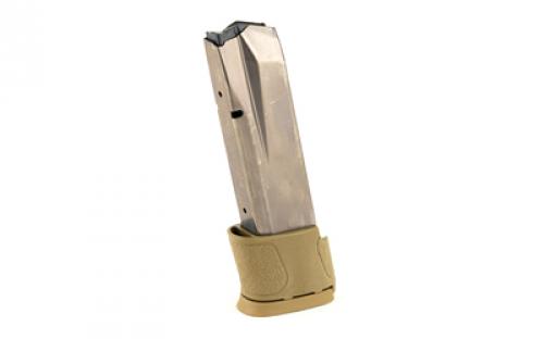 Smith & Wesson Magazine, 45ACP, 14 Rounds, Fits M&P, with Flat Dark Earth Grip Extension, Stainless, Silver 194770000