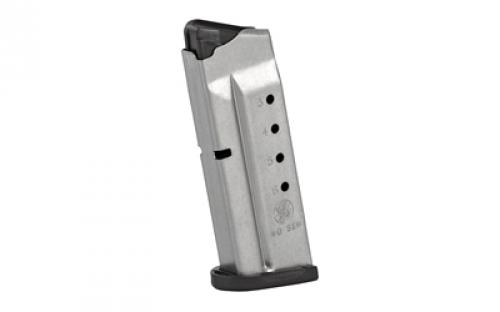 Smith & Wesson Magazine, 40 S&W, 6 Rounds, Fits Shield, Stainless 199330000