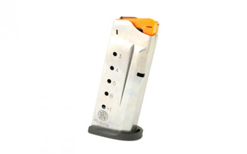 Smith & Wesson Magazine, 45 ACP, 6 Rounds, Fits Shield, Stainless, 3005566