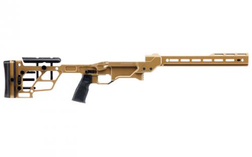 Daniel Defense Pro Chassis System, Fits Remington 700 Short Action Footprint, Integral ARCA LOCK (RRS/Area 419 Spec) Rail, Adjustable Buttstock and Cheek Riser, M-LOK Forend, AR-15 Style Grip, Accepts AICS Short Action Magazines, Cerakote Finish, Coyote Tan, 6061-T6 Aluminum Construction 21-163-10389