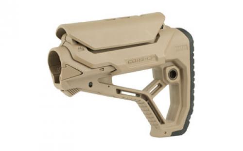 F.A.B. Defense GL-Core CP AR-15 Buttstock, Fits Mil-Spec And Commercial Tubes, Adjustable Cheek Rest, Tan FX-GLCORECPT