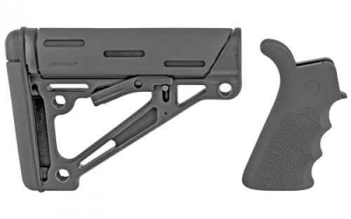 Hogue OverMolded Kit, Pistol Grip with Beavertail and Finger Grooves, Mil-spec Collapsible Stock, Fits AR-15, Black 15056