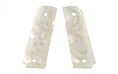 Hogue Polymer Grip, Fits 1911 Govt Model, Pearlized, Ambi Cut, White 45318