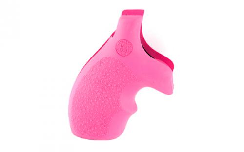 Hogue Monogrip, Fits S&W J Frame Round Butt, Bantam, Finger Grooves, Rubber, Pink 61007