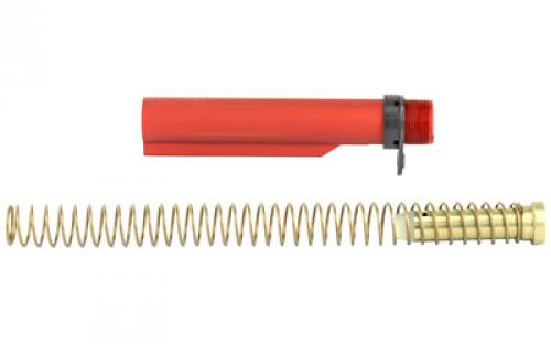 LBE Unlimited AR15 Milspec Buffer Tube Kit, Buffer Tube, Recoil Spring, Castle Nut, Receiver End Plate, Recoil Buffer, Red MILBUFKT-RED