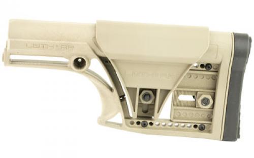 Luth-AR MBA-1 Fixed Stock, Fits AR-15 & AR-10 Rifle Length A2 Buffer Tube, Flat Dark Earth, Adjustable Cheek Piece and Length of Pull MBA-1F