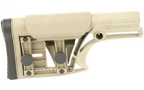 Luth-AR MBA-1 Fixed Stock, Fits AR-15 & AR-10 Rifle Length A2 Buffer Tube, Flat Dark Earth, Adjustable Cheek Piece and Length of Pull MBA-1F