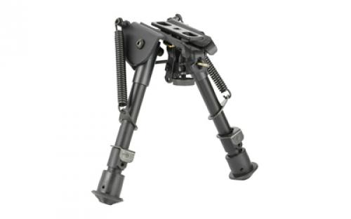 NCSTAR Bipod, Black, Spring Loaded Folding Action, Notched Legs, 3 Adapters Included (AR-15 GI Handguard, Universal Barrel Mount, Weaver/Picatinny Type Rail with Sling Stud), Fits Most Rifles, 5.5-8 ABPGC2