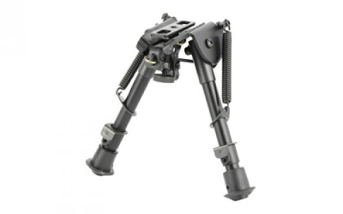 NCSTAR Bipod, Black, Spring Loaded Folding Action, Notched Legs, 3 Adapters Included (AR-15 GI Handguard, Universal Barrel Mount, Weaver/Picatinny Type Rail with Sling Stud), Fits Most Rifles, 5.5"-8" ABPGC2