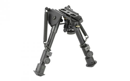 NCSTAR Bipod, Spring Loaded Folding Action, Friction Lock Legs, 3 Adapters Included (AR-15 GI Handguard, Universal Barrel Mount, Weaver/Picatinny Type Rail with Sling Stud), Fits Most Rifles with Swivel Stud, 5.5-8, Black ABPGC