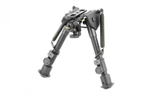 NCSTAR Bipod, Spring Loaded Folding Action, Friction Lock Legs, 3 Adapters Included (AR-15 GI Handguard, Universal Barrel Mount, Weaver/Picatinny Type Rail with Sling Stud), Fits Most Rifles with Swivel Stud, 5.5"-8", Black ABPGC