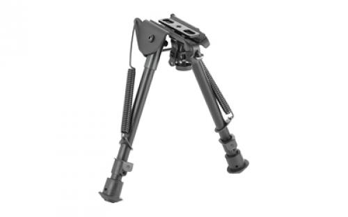 NCSTAR Bipod, Black, Spring Loaded Folding Action, Notched Legs, 3 Adapters Included (AR-15 GI Handguard, Universal Barrel Mount, Weaver/Picatinny Type Rail with Sling Stud), Fits Most Rifles, 7-11 ABPGF2
