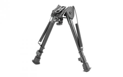 NCSTAR Bipod, Black, Spring Loaded Folding Action, Notched Legs, 3 Adapters Included (AR-15 GI Handguard, Universal Barrel Mount, Weaver/Picatinny Type Rail with Sling Stud), Fits Most Rifles, 7"-11" ABPGF2