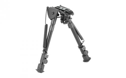 NCSTAR Bipod, Black, Spring Loaded Folding Action, Friction Lock Legs, 3 Adapters Included (AR-15 GI Handguard, Universal Barrel Mount, Weaver/Picatinny Type Rail with Sling Stud), Fits Most Rifles, 7-11 ABPGF