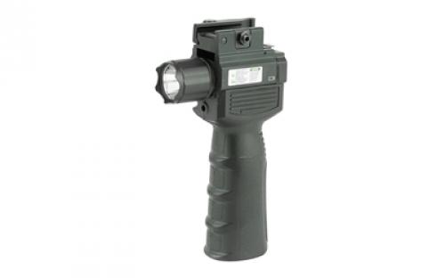 NCSTAR Flashlight & Laser Combo, Green Laser, Foregrip Fits Weaver/Picatinny Type Rails, Uses (2) CR123A Batteries (Included), Black VAQVGFLGV2