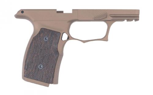 Sharps Bros. Grip Module, Fits Sig P365/XL/X/X Macro with No Manual Safety, Anodized Finish, Flat Dark Earth, Includes Wenge Wood Grips SBGM04