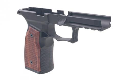 Sharps Bros. Grip Module, Fits Sig P365X Macro with No Manual Safety, Anodized Finish, Black, Brazilian Cherry Wood Grips SBGM05