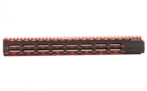 Leapers, Inc. - UTG UTG PRO, M-Lok Super Slim Free Floating Rail, Black/Red 2-Tone, Fits AR-15, 15", Includes One M-Lok Picatinny Rail Section One M-Lok QD Sling Swivel Adaptor and Barrel Nuth Wrench MTU019SSMR2