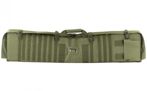 NCSTAR Rifle Case Shooting Mat, 48" Rifle Case, Unfolds to 66" Shooter's Mat, Nylon, Green, Exterior PALS Webbing, Includes Backpack Shoulder Straps CVSM2913G
