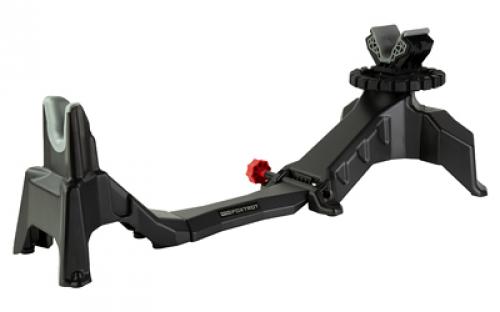 Birchwood Casey Bravo Shooting Rest, Non-Slip Rubber Stock Rest, Adjustable Leveling Feel, Ambidextrous Controls, Fits High Capacity Magazines for AK's and AR's, Rigid Steel Frame, Black/Red BC-BSR